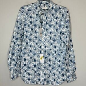 Crosby & Howard Mens Floral Button Down Shirt Medium Long Sleeve NWT Linen Blend